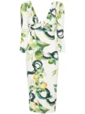 Roberto Cavalli Tiger Tooth-detailed snake-print midi dress - Neutrals