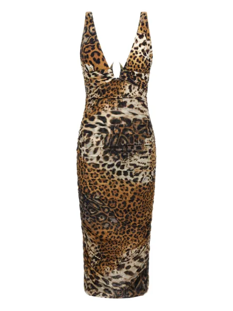 Roberto Cavalli vestido midi con estampado de leopardo