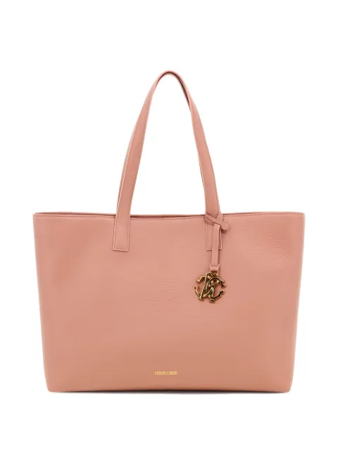 Roberto Cavalli leather logo-plaque tote bag