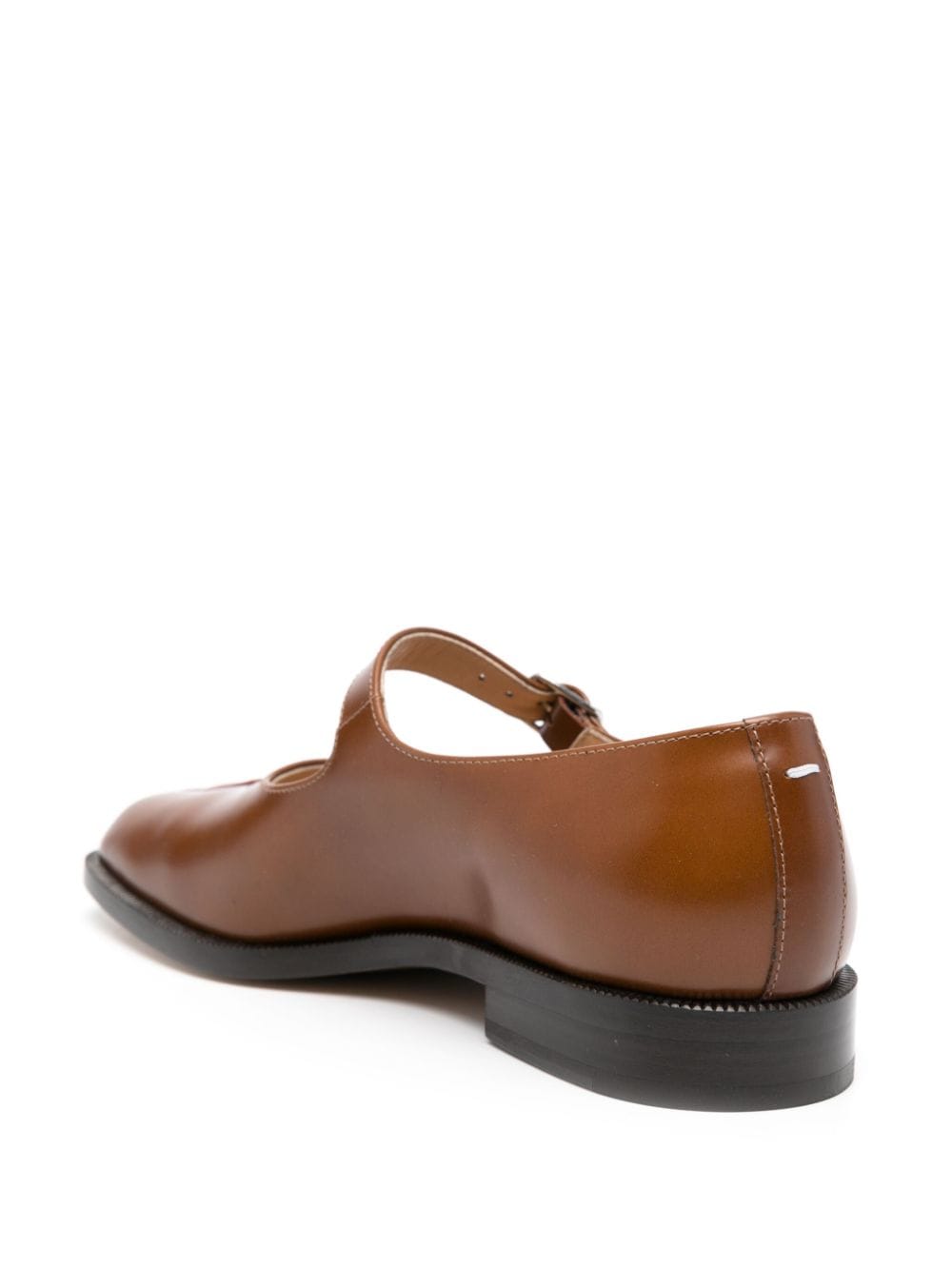 Shop Maison Margiela Tabi Mary Jane Leather Pumps In Brown