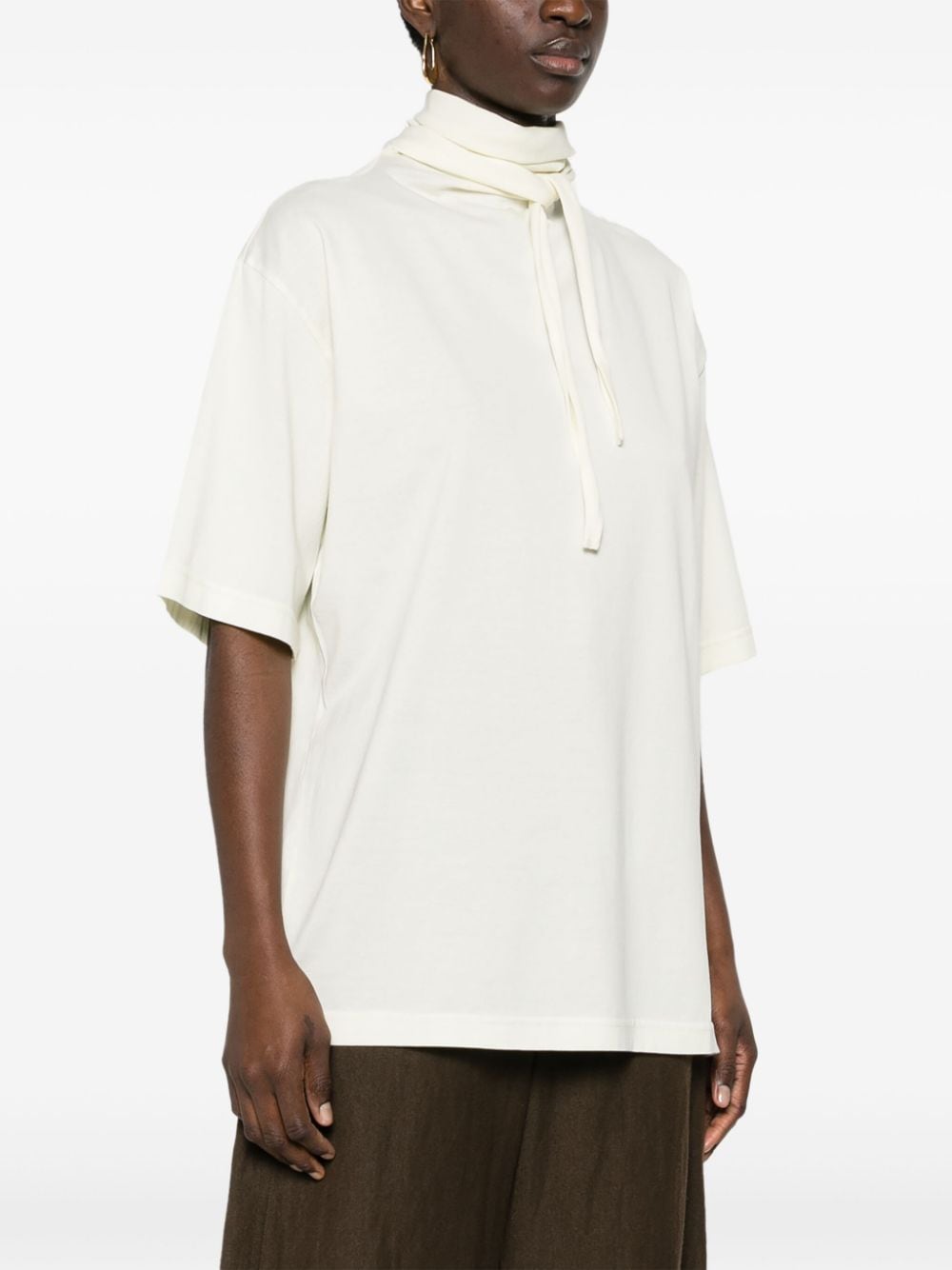 Shop Lemaire Tie-neck T-shirt In Yellow
