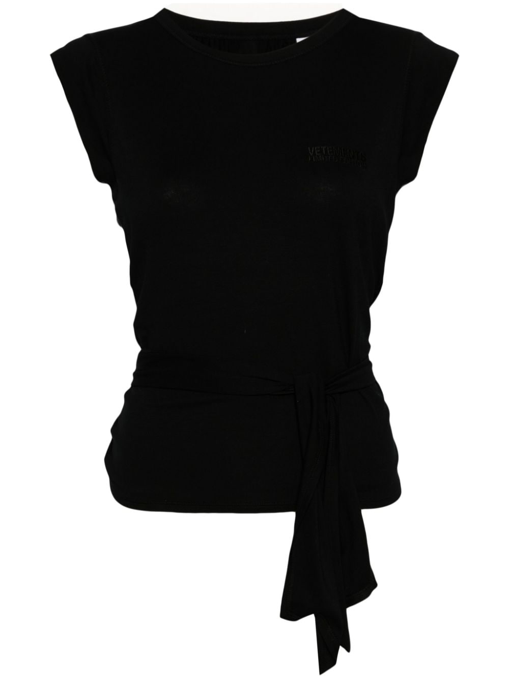 VETEMENTS strap-detail cap-sleeves T-shirt - Nero