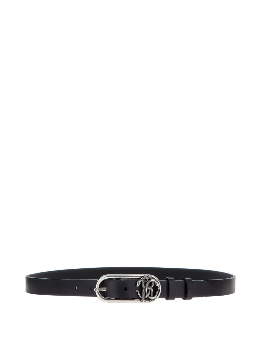 Roberto Cavalli Belt With Monogram Mirror Snake In Black