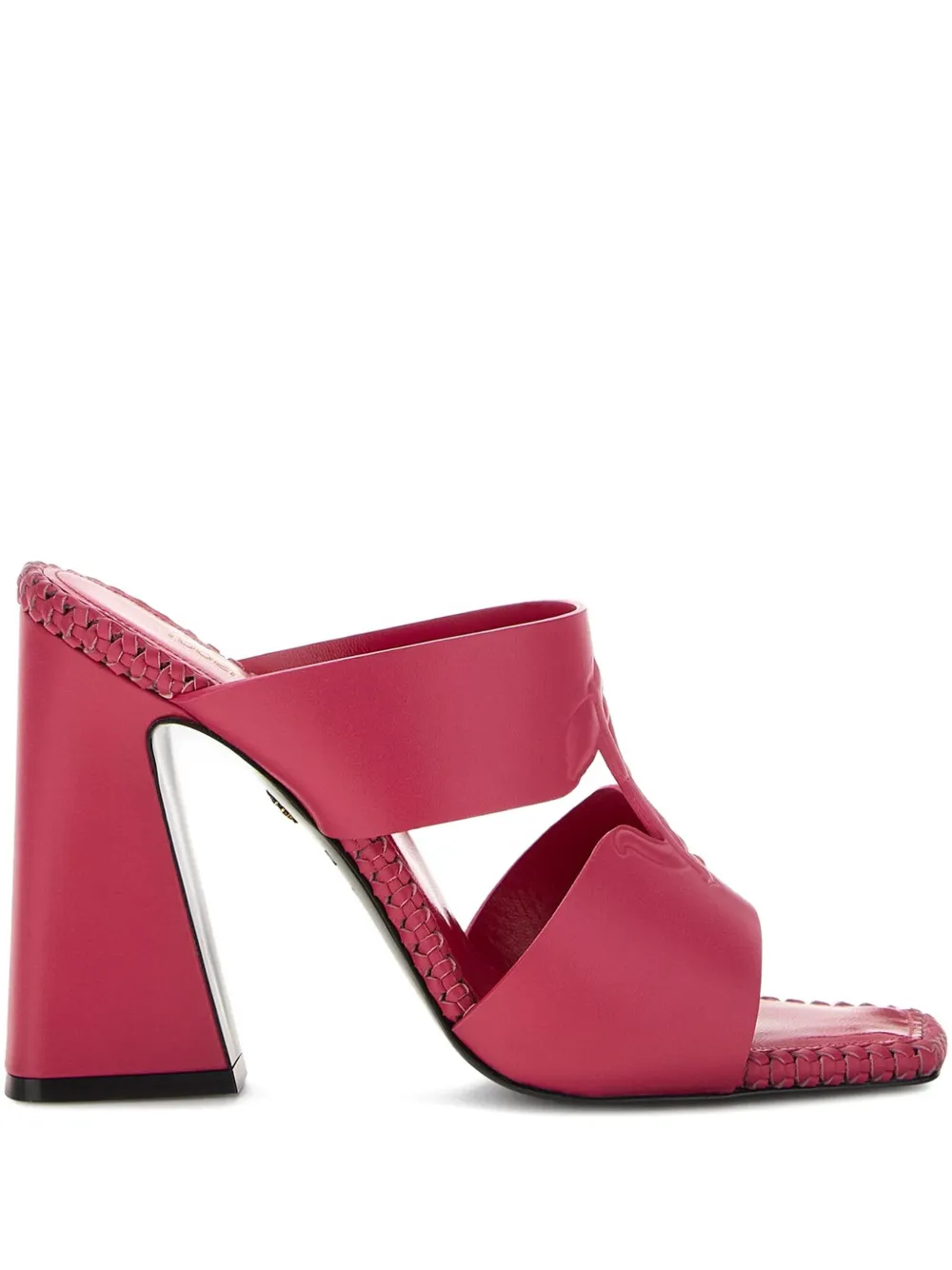 Roberto Cavalli Mirror Snake-embossed mules Pink