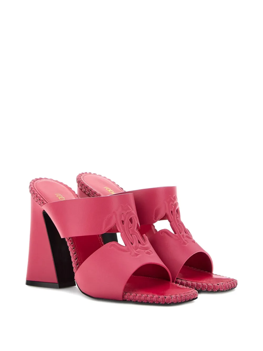 Roberto Cavalli Mirror Snake-embossed mules Pink