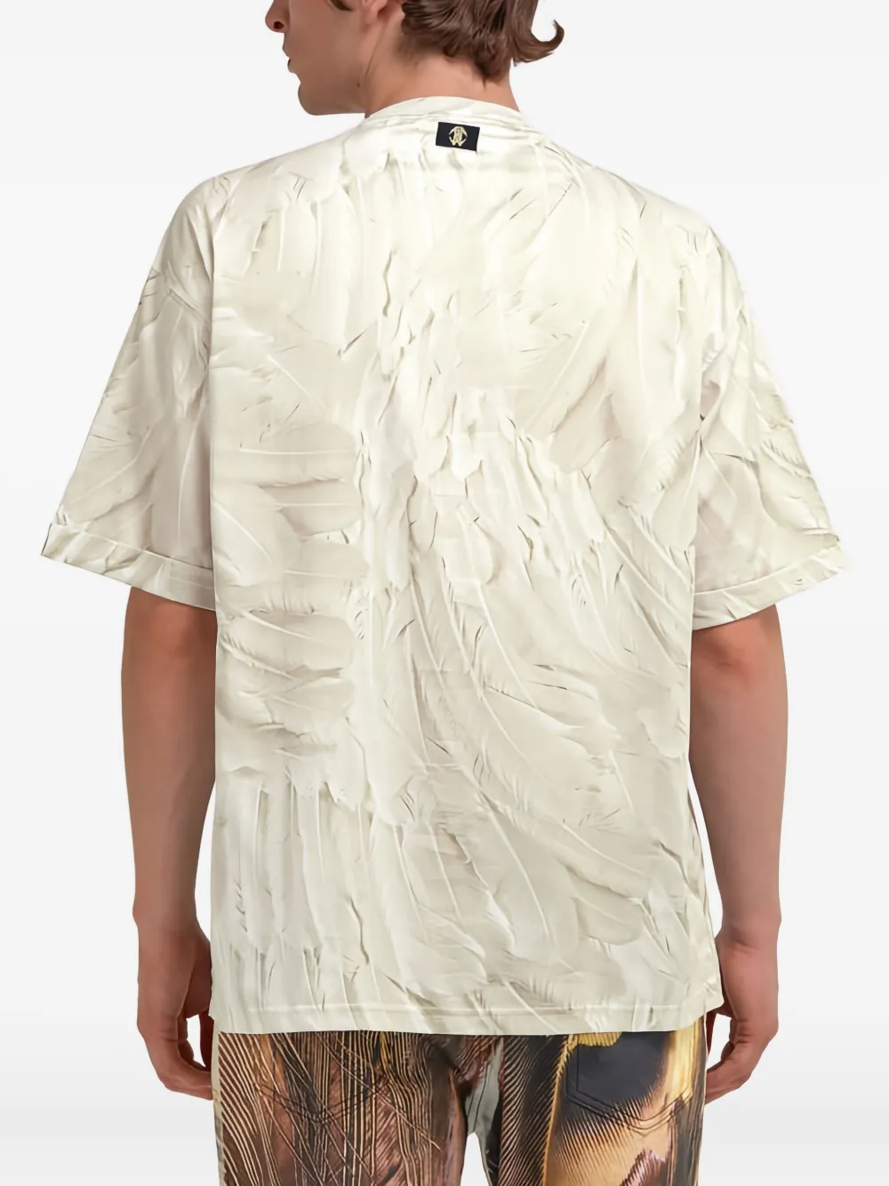 Roberto Cavalli Ice-feathers-print T-shirt In White