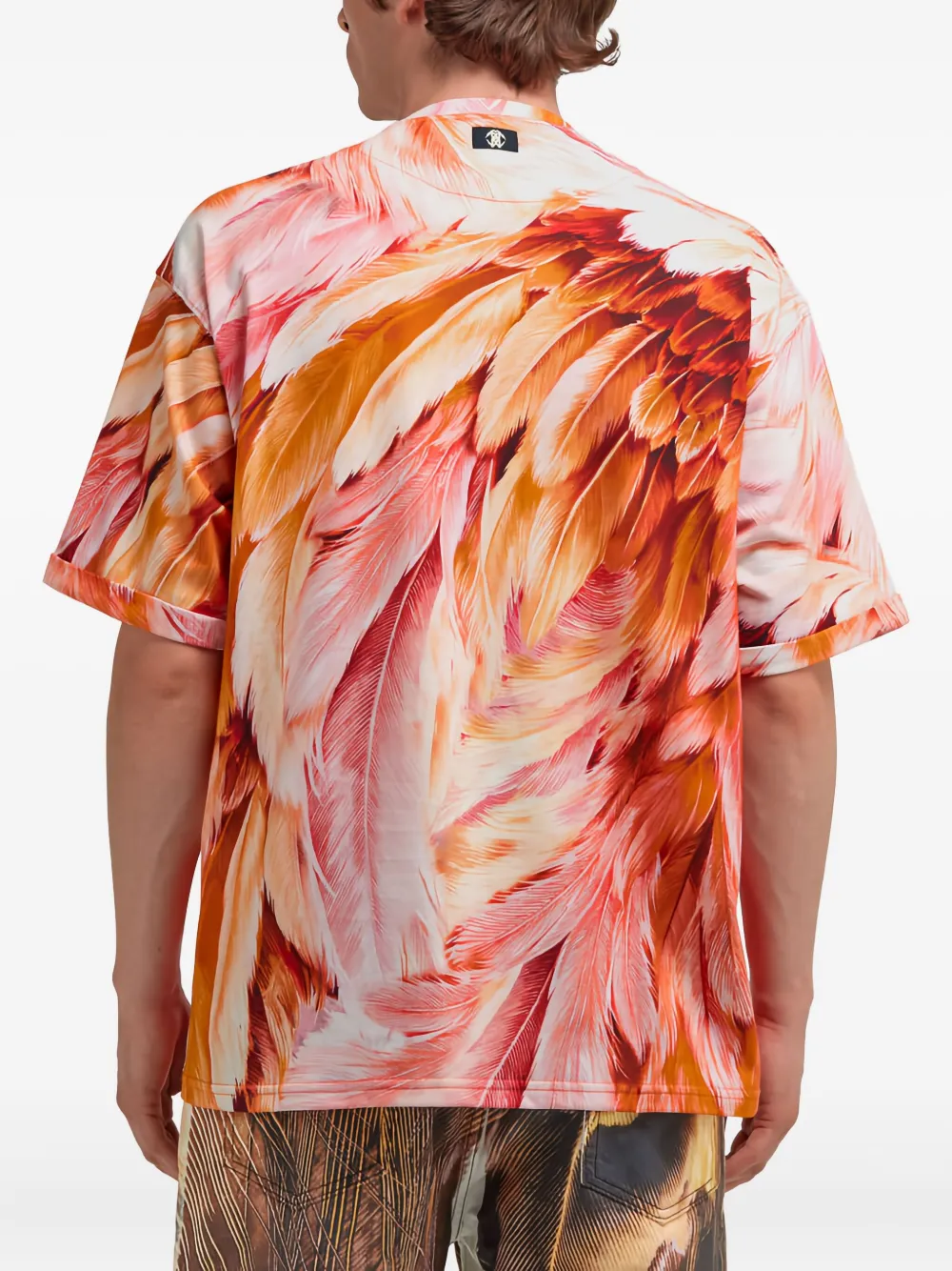 Roberto Cavalli Plumage-print T-shirt In Animal Print