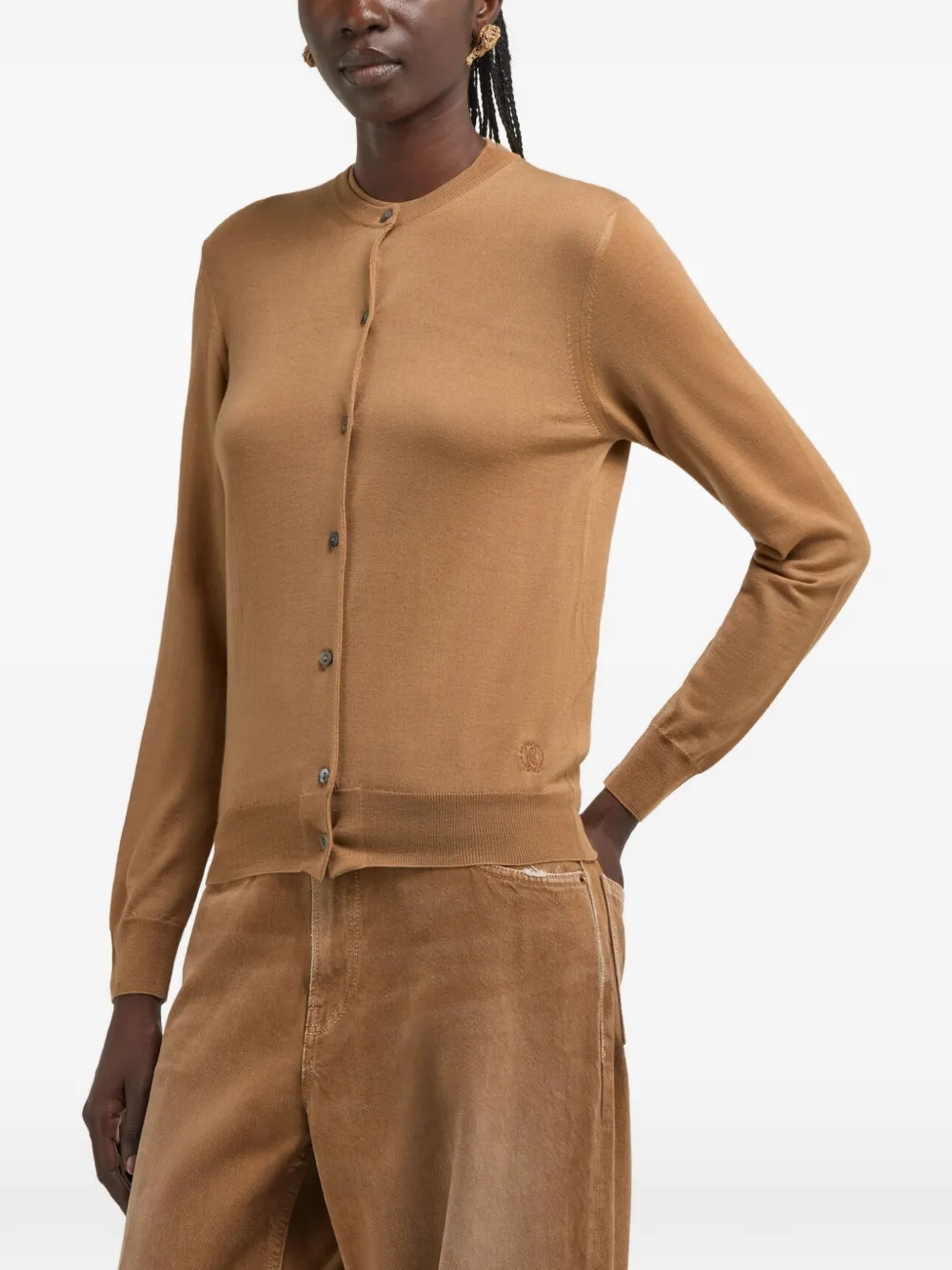 Roberto Cavalli Wollen vest met ronde hals Bruin