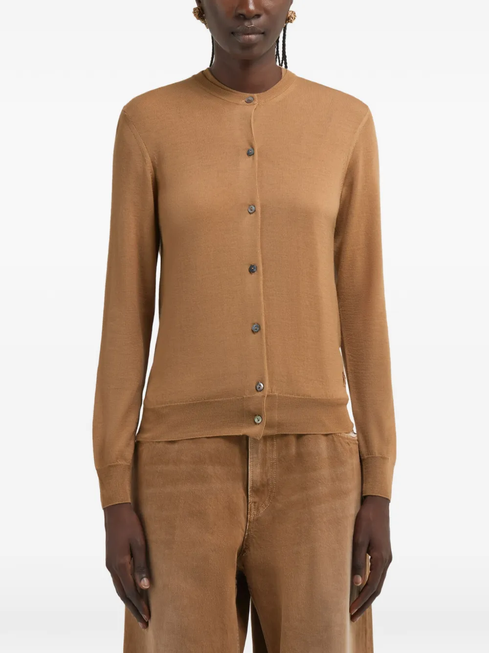 Roberto Cavalli Wollen vest met ronde hals Bruin