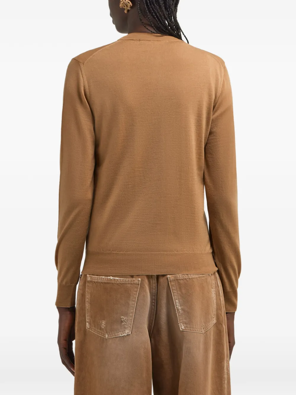 Roberto Cavalli Wollen vest met ronde hals Bruin