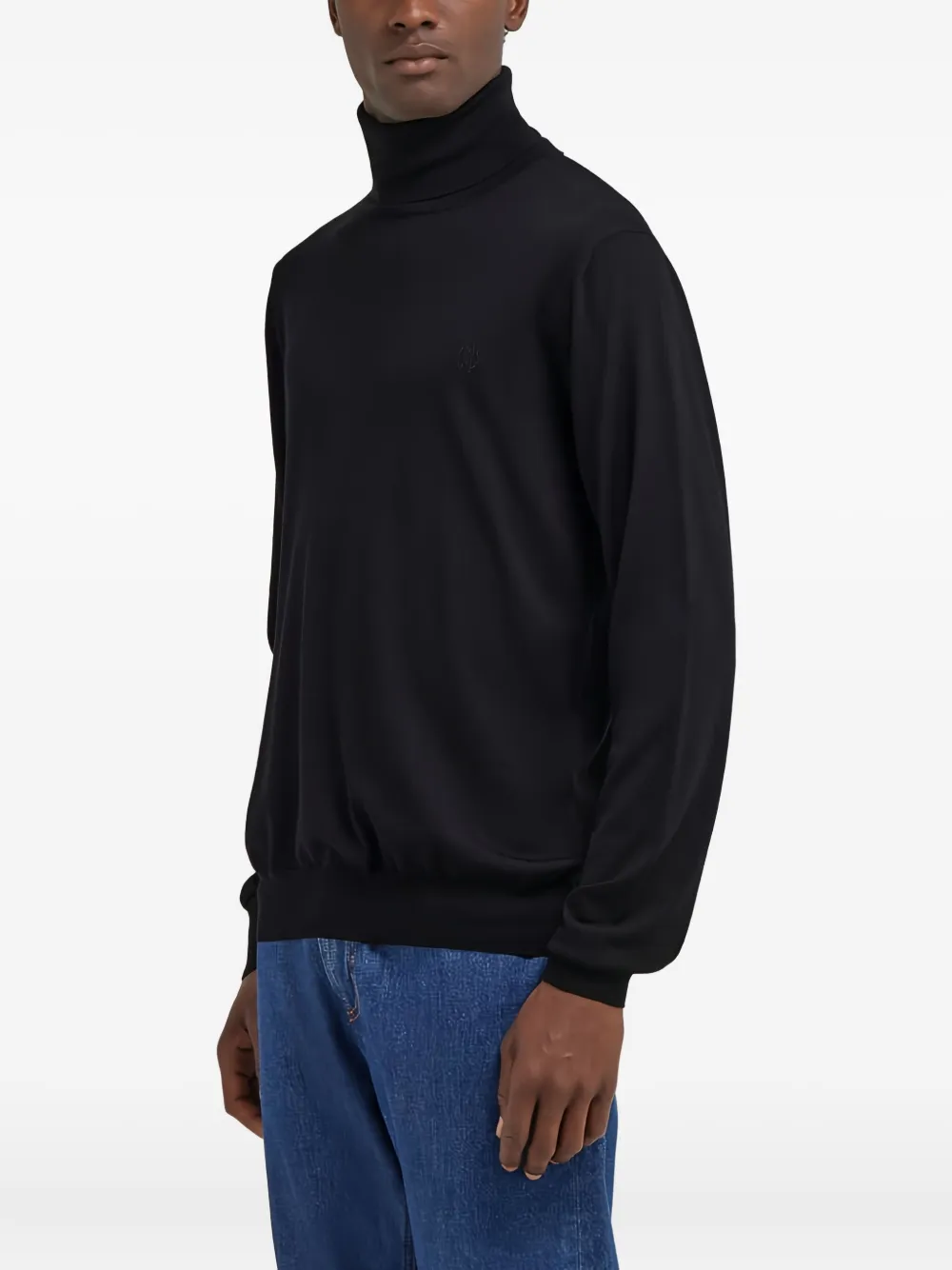 Roberto Cavalli High Collar Wool Sweater In Black