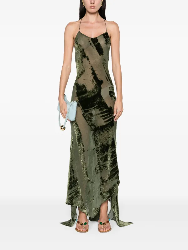 Roberto Cavalli Velvet Devoré Maxi Dress Green FARFETCH PH