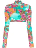 Roberto Cavalli floral-print crop top - Blue