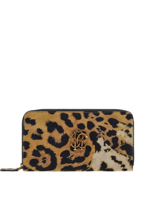 Roberto Cavalli leopard-print zip-around wallet