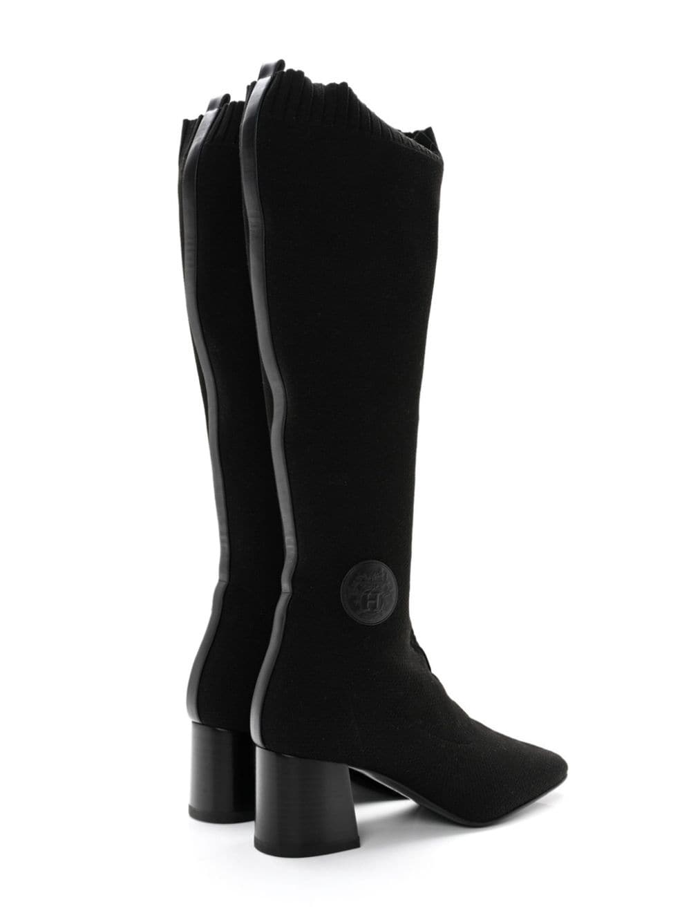 Pre-owned Hermes  Fontaine 60mm Knee Boots In Black