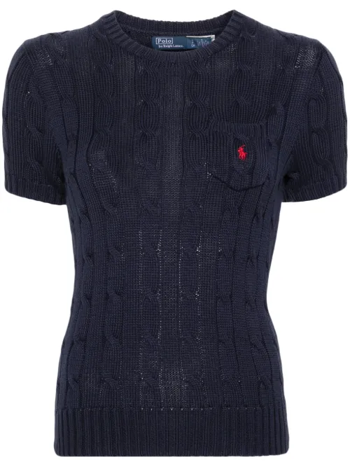 T-shirt en maille torsadée à logo brodé - Polo Ralph Lauren - Modalova