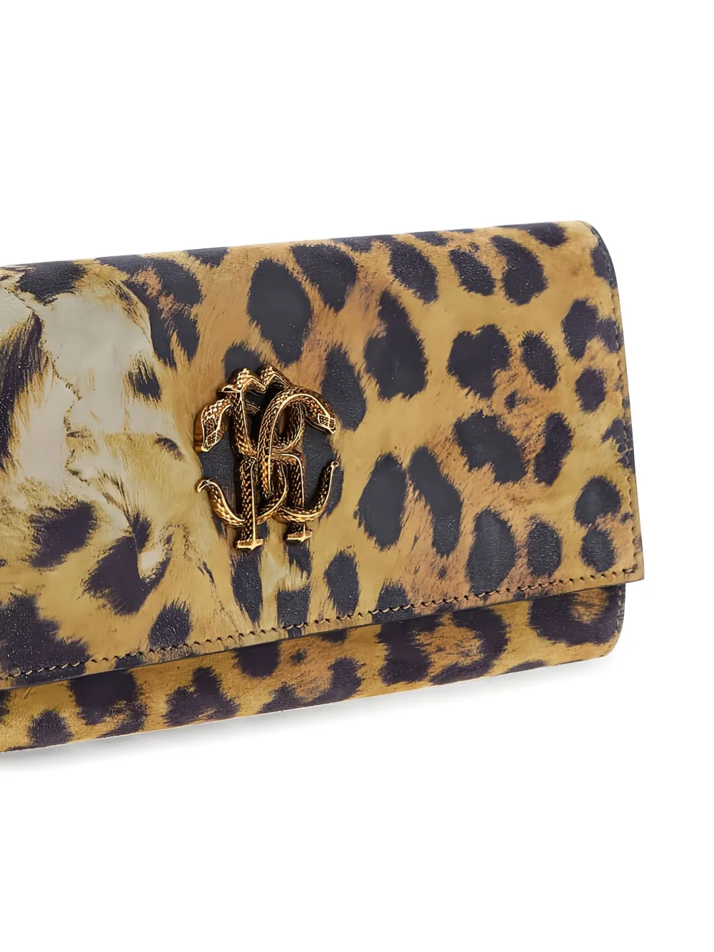 Roberto Cavalli Leopard-print Logo-plaque Wallet In Animal Print