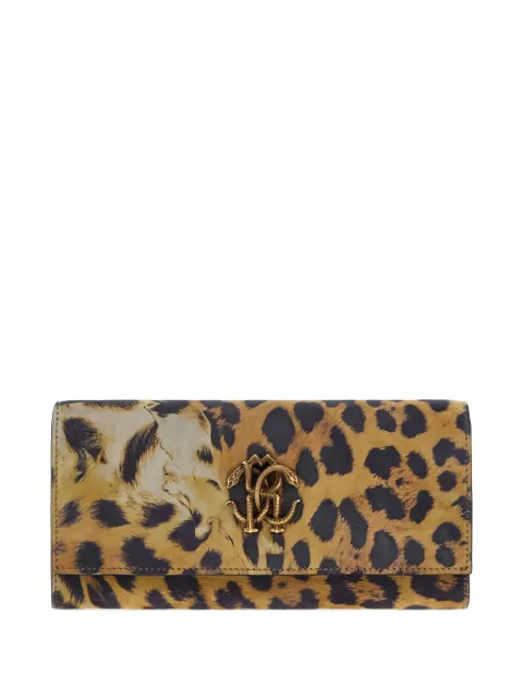 Roberto Cavalli leopard-print logo-plaque wallet