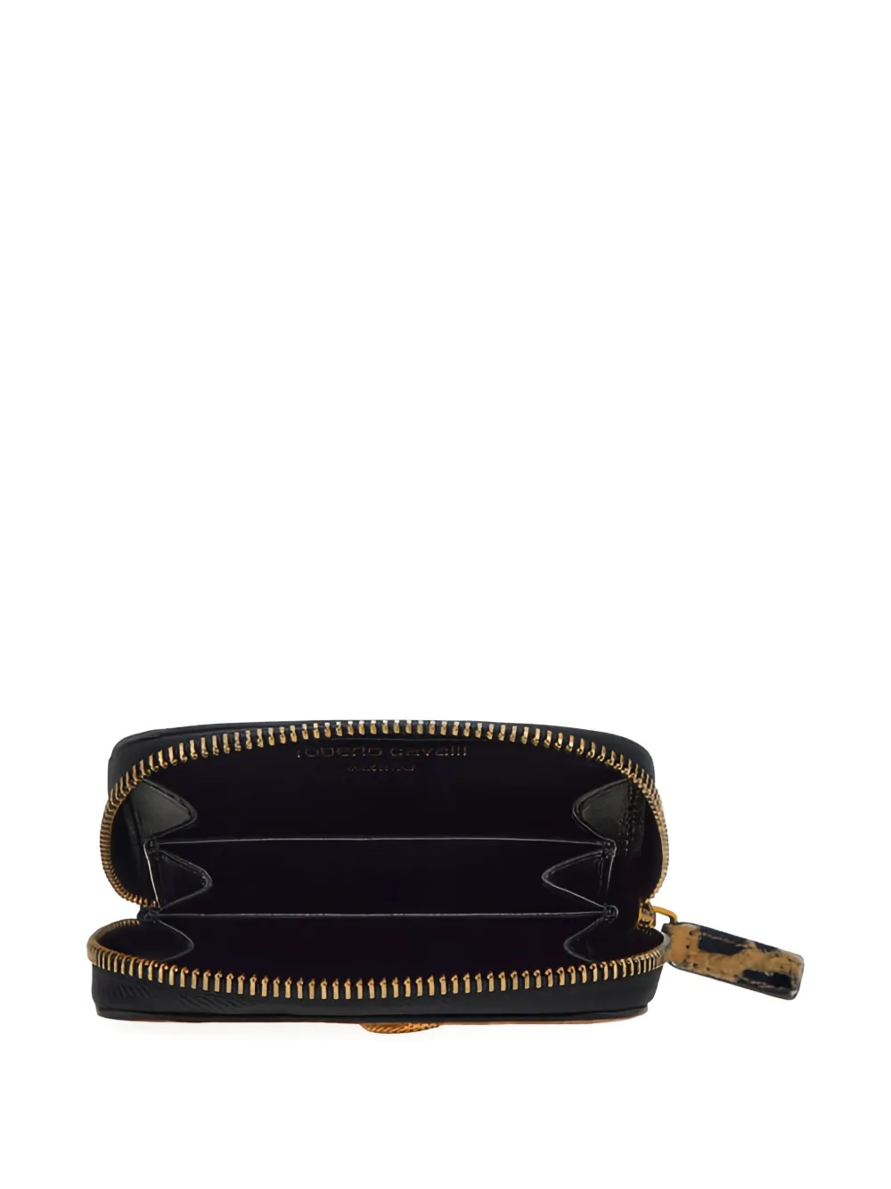 Roberto Cavalli Small Wallet With Monogram Rc And Zip In Brown