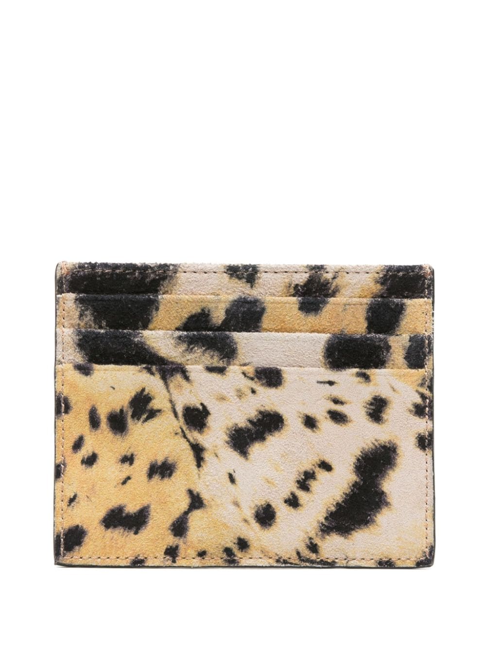 Shop Roberto Cavalli Jaguar Skin-print Suede Cardholder In Neutrals