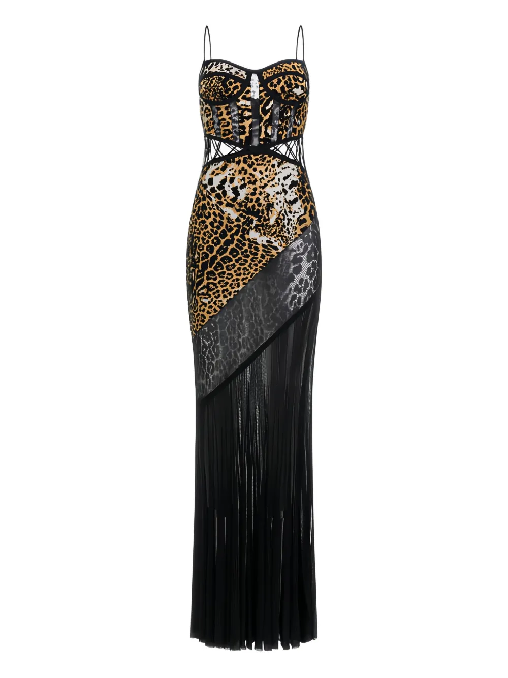 Roberto Cavalli Leopard-print Maxi Dress In Brown