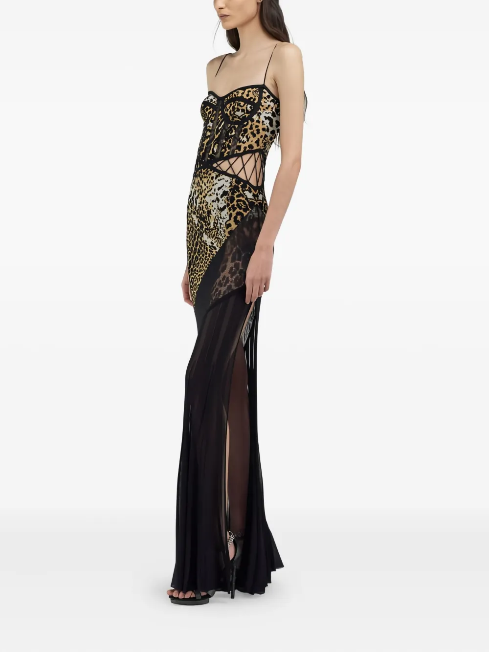 Roberto Cavalli Leopard-print Maxi Dress In Brown