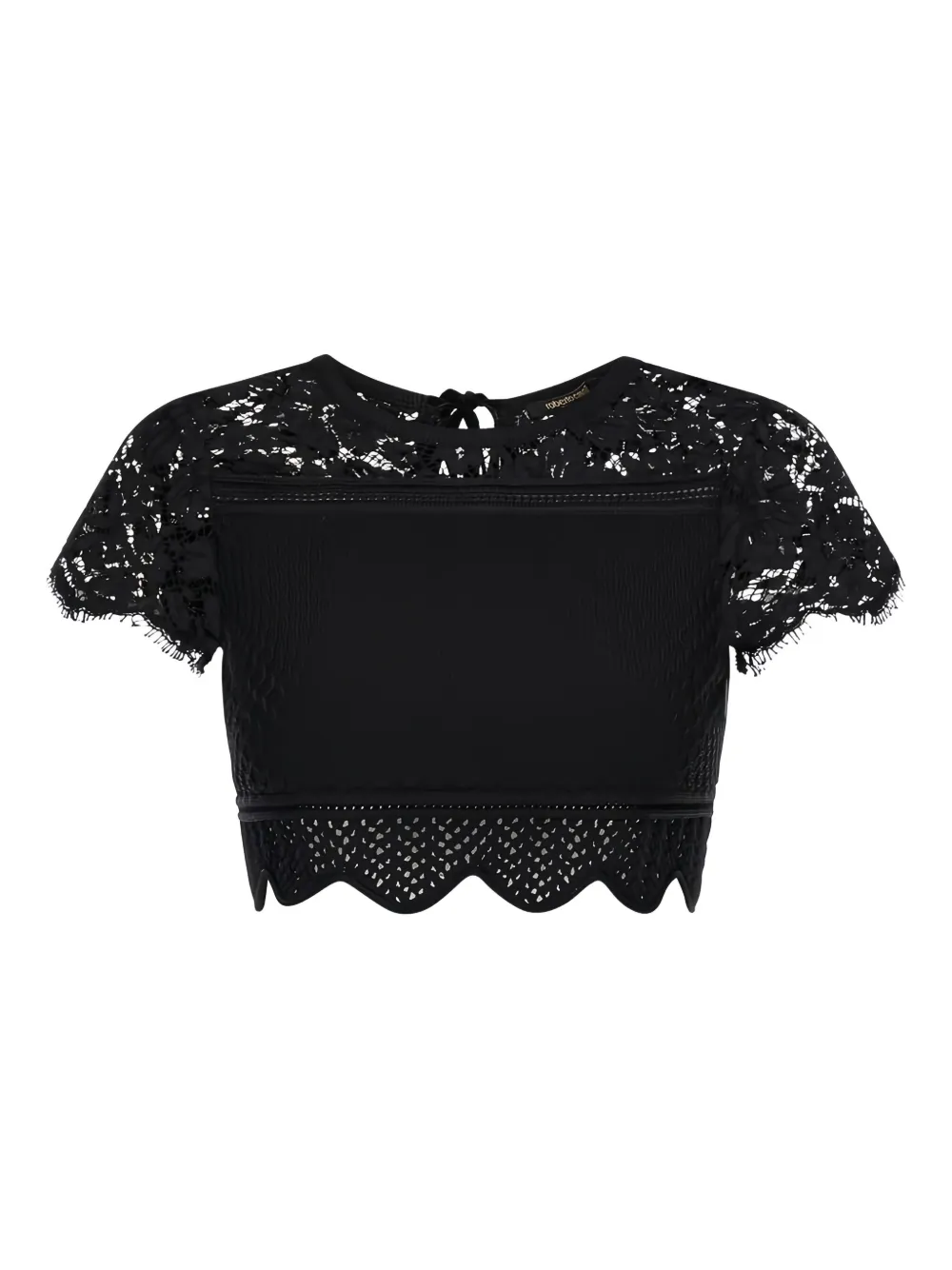 Roberto Cavalli Scalloped Cropped Top In Black