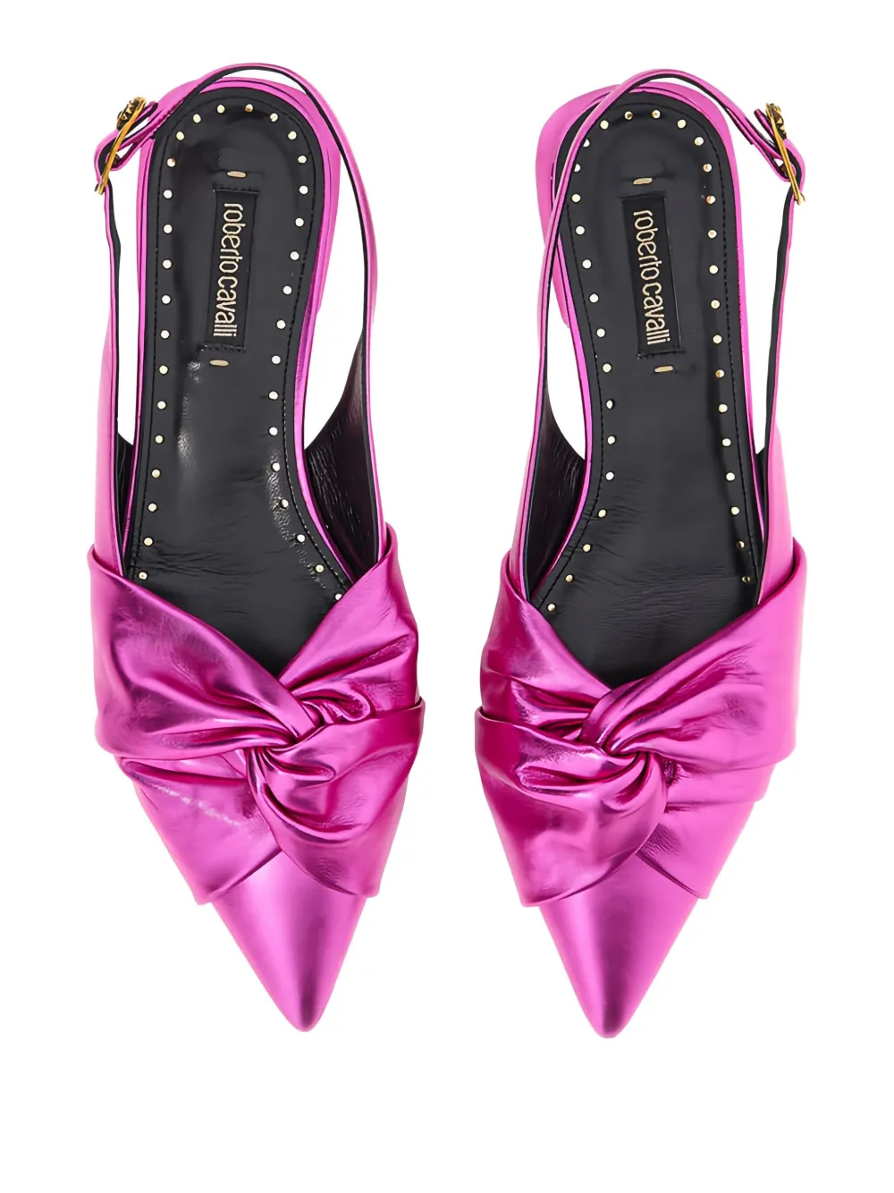 Roberto Cavalli knot-detail slingback flat pumps Pink