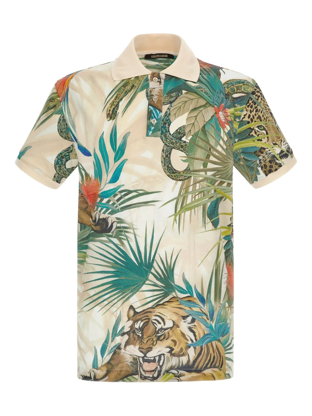 Roberto Cavalli Jungle-print polo shirt - Verde