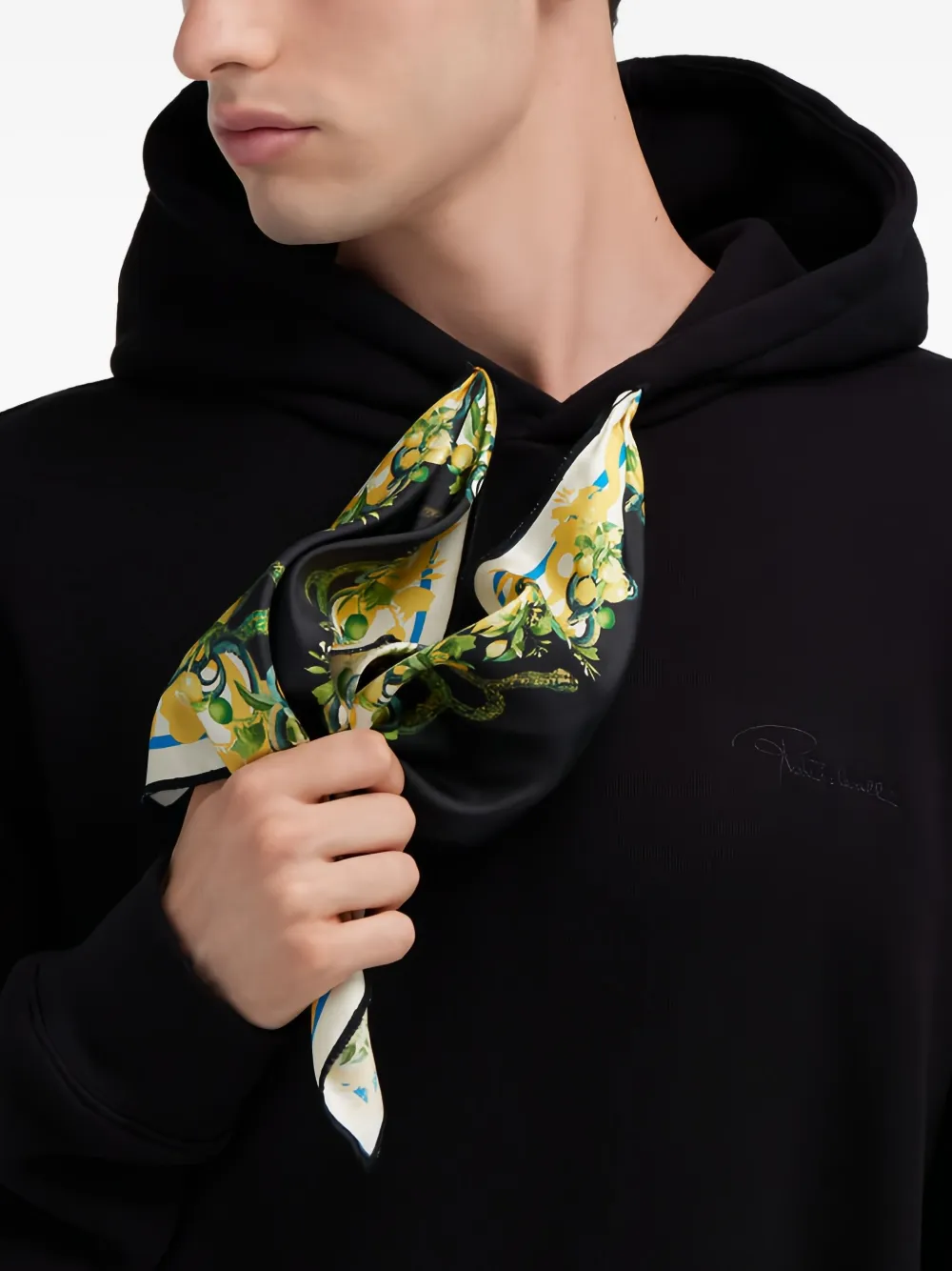 Roberto Cavalli Hoodie met aangehechte sjaal Zwart
