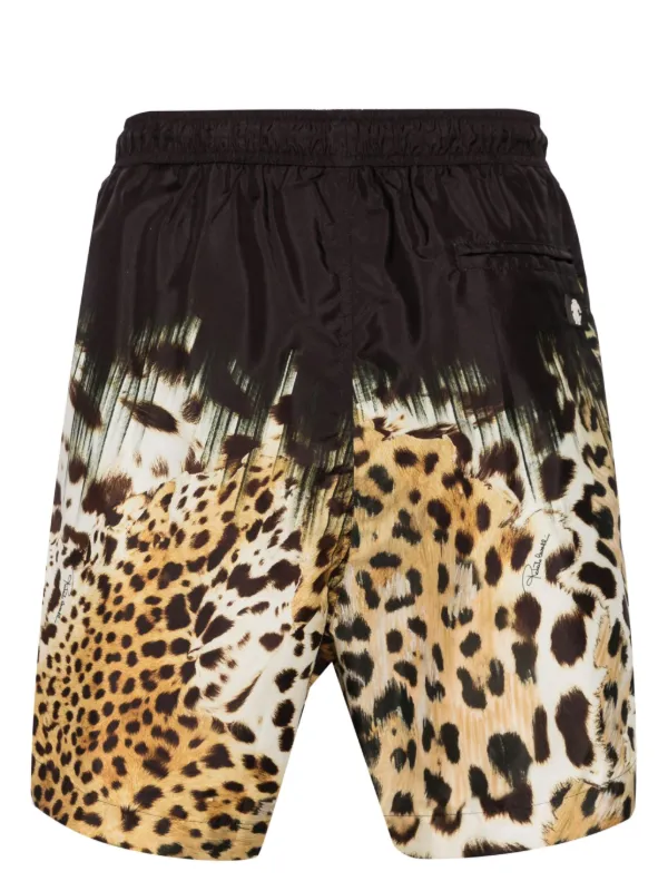 Roberto Cavalli Tiger Tooth detailed leopard print Swim Shorts Black FARFETCH AO