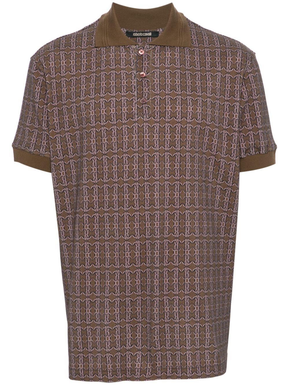 Roberto Cavalli Rc Cotton Polo Shirt In Brown