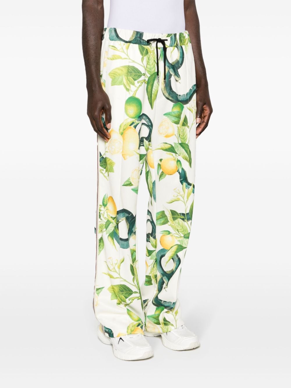 Shop Roberto Cavalli Straight-leg Snake-print Track Pants In White