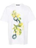 Roberto Cavalli Lemon and Snake-print T-shirt - White