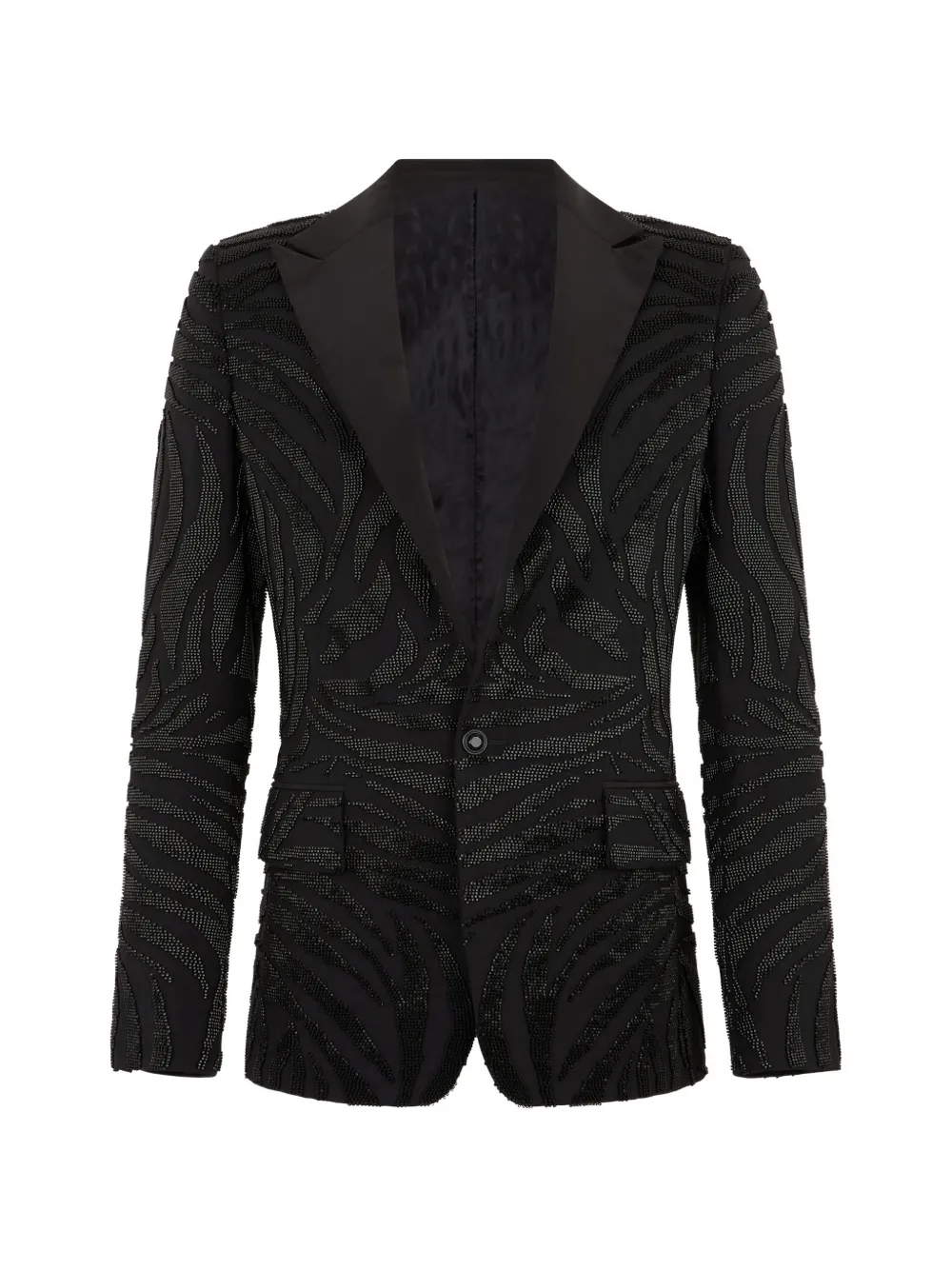 Roberto Cavalli Slim-fit dinerjack met geborduurde zebra Zwart