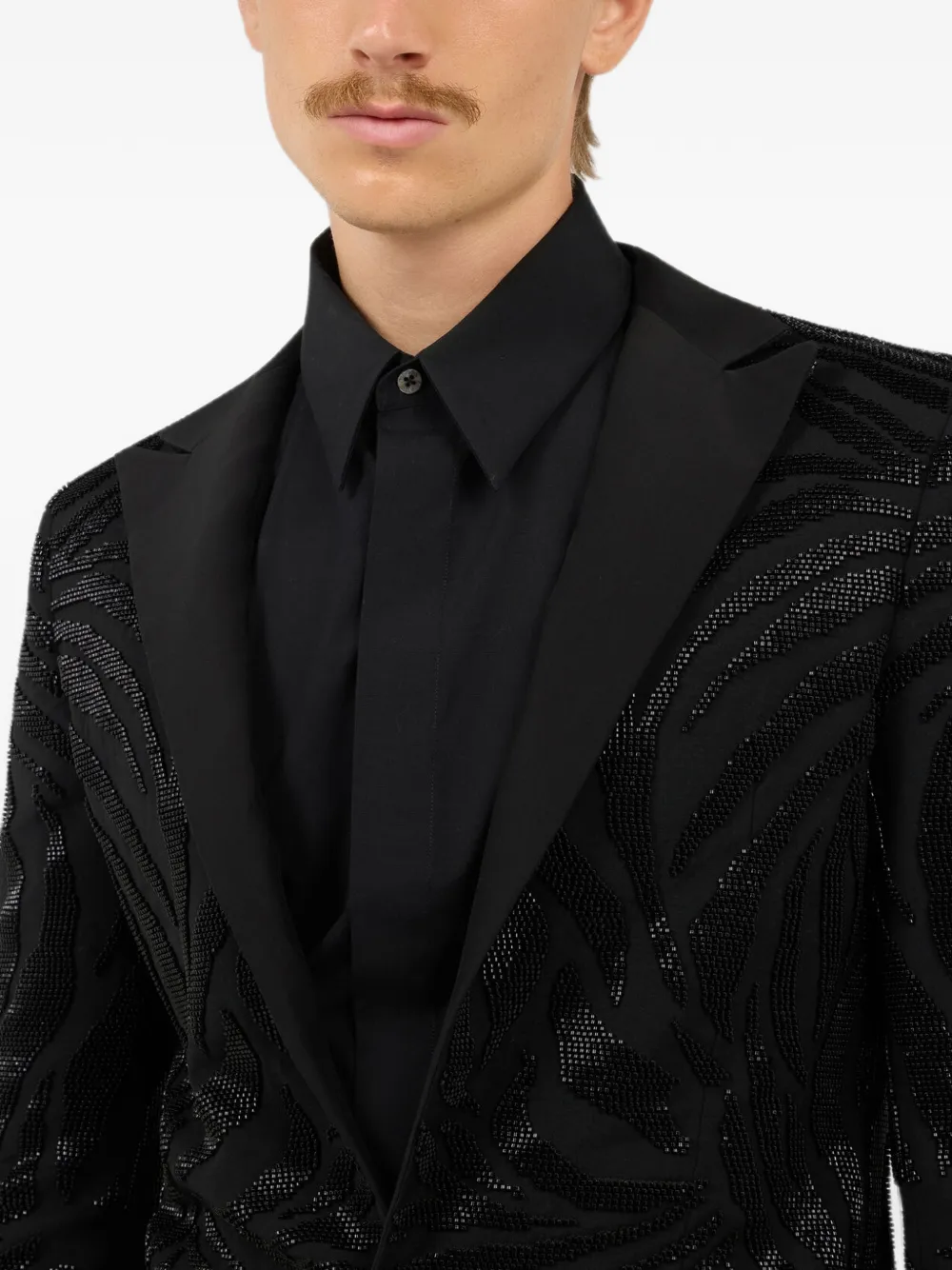 Roberto Cavalli Slim-fit dinerjack met geborduurde zebra Zwart