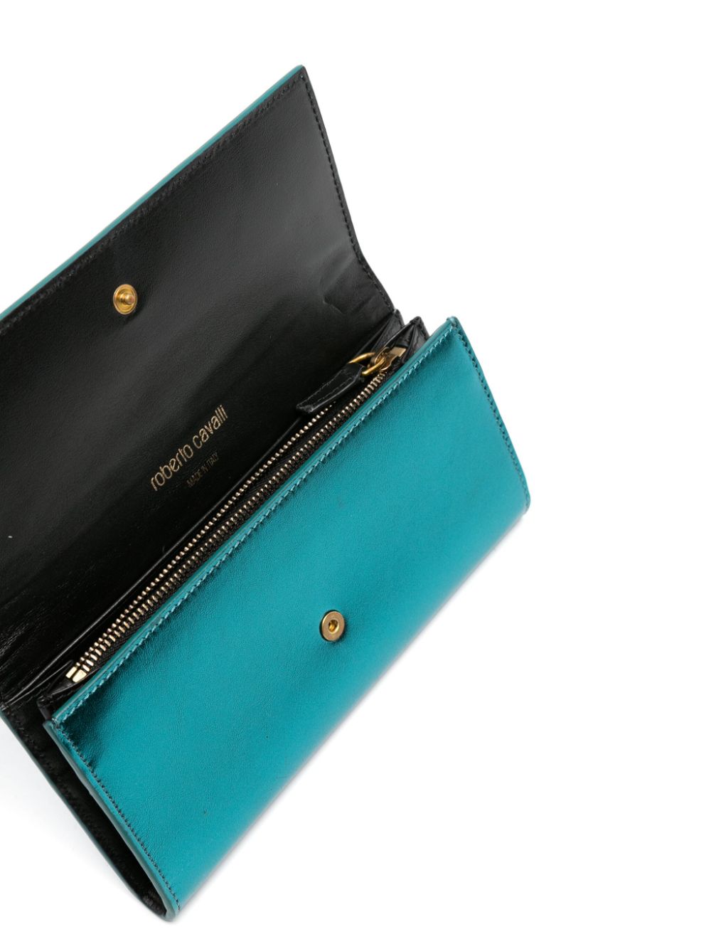 Shop Roberto Cavalli Monogram-plaque Leather Wallet In Blue
