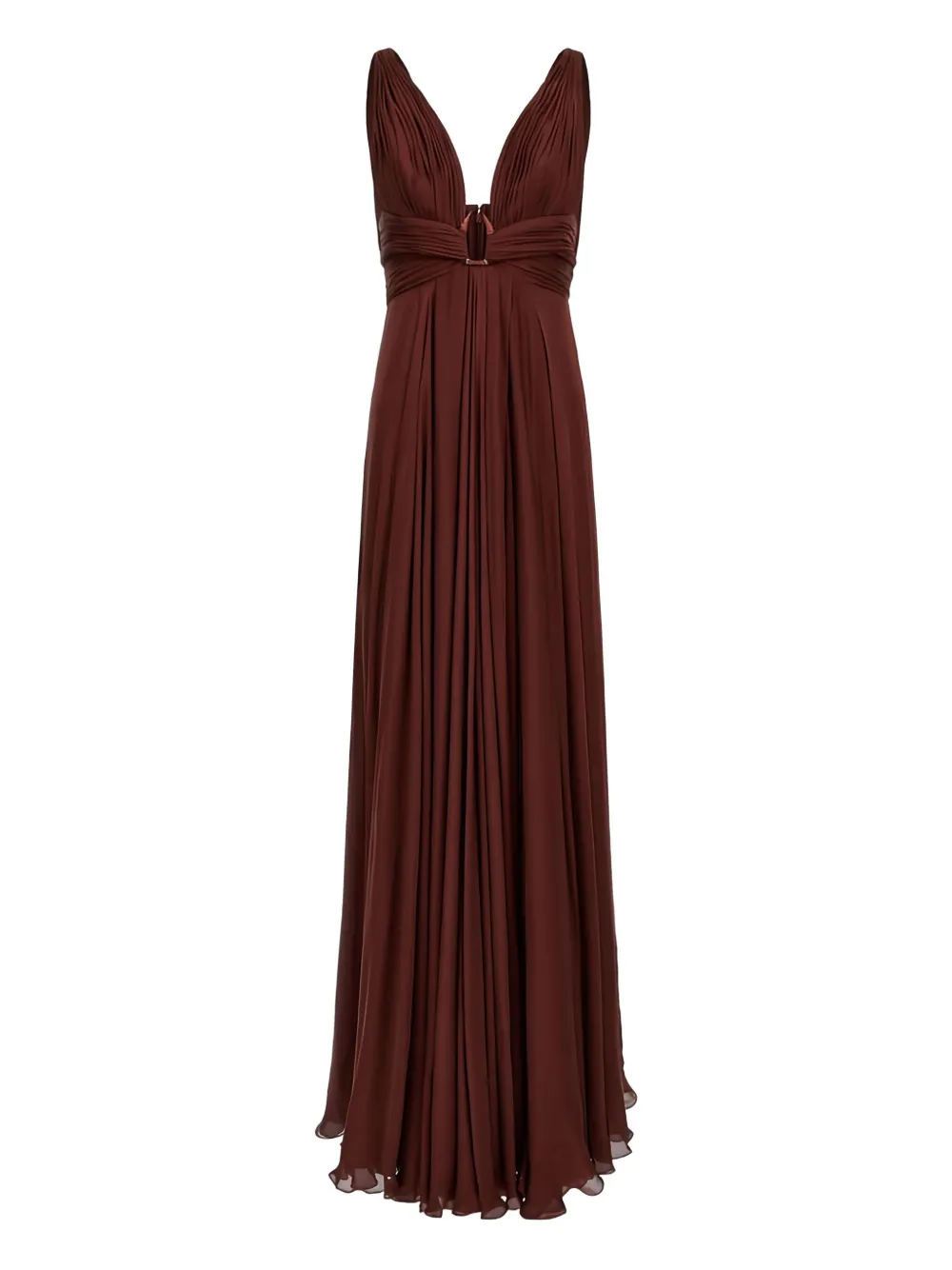 Roberto Cavalli pleated V-neck maxi dress | Brown | Image 1