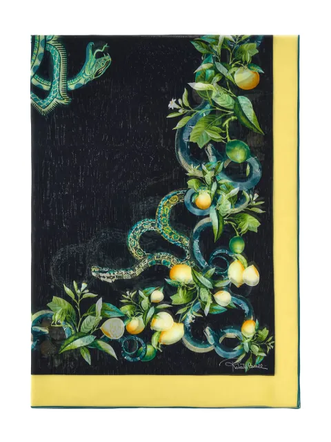Roberto Cavalli snake-lemon-print scarf
