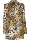 Roberto Cavalli Jaguar Skin-print silk blazer - Neutrals