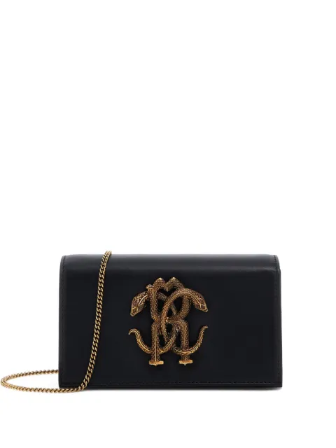 Roberto Cavalli bolsa de mano metalizada con logo