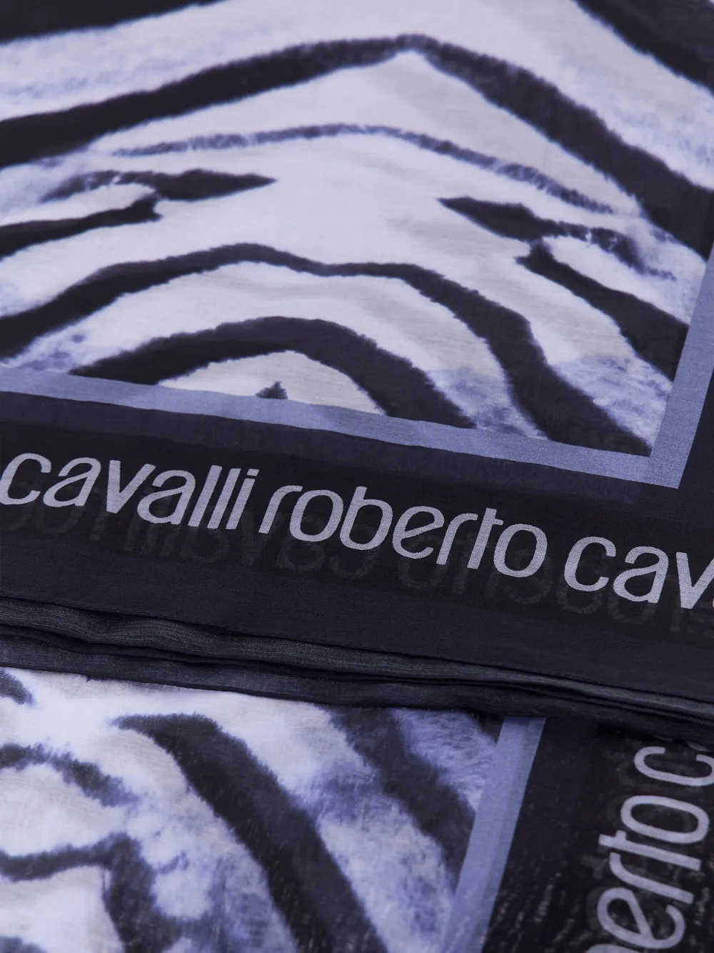 Roberto Cavalli zebra-print flat-hem scarf - Blauw