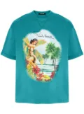 Roberto Cavalli hawaii-print cotton T-shirt - Blue