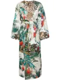 Roberto Cavalli Jungle-print belted coat - Neutrals