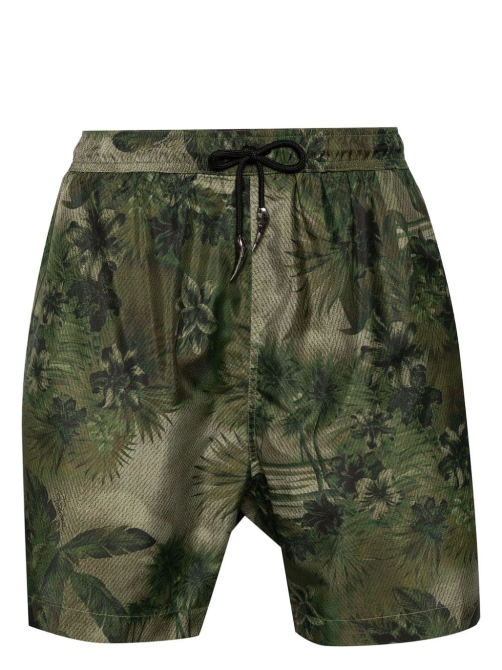 Roberto Cavalli Tiger Tooth-detailed Camouflage-print Swim Shorts In Green