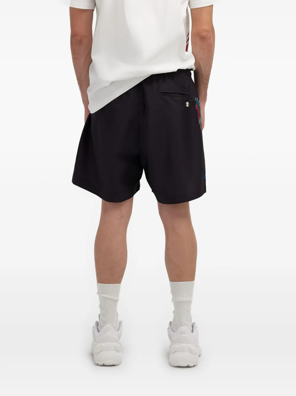 parrot-print swim shorts