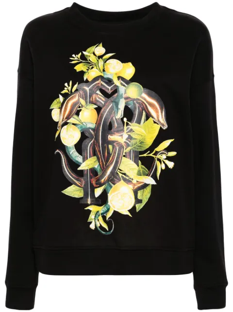 Roberto Cavalli Lemon And Snake-print cotton sweatshirt