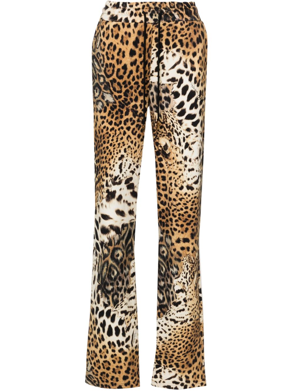 Roberto Cavalli Jaguar Skin-print cotton track pants - Nude