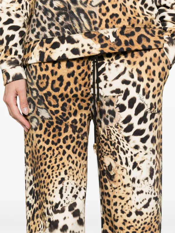 Roberto Cavalli Jaguar Skin-print Cotton Track Pants