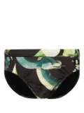 Roberto Cavalli RC-patch snake-print swiming trunks - Black